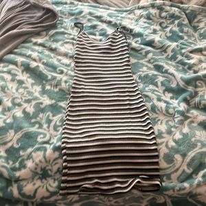 Black and white striped dress